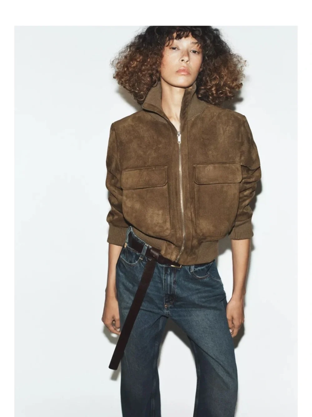 Zara rib high collar bomber jacket - Picture 2 of 3